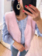 Gilet rose pastel pour femme avec boutons ton sur ton