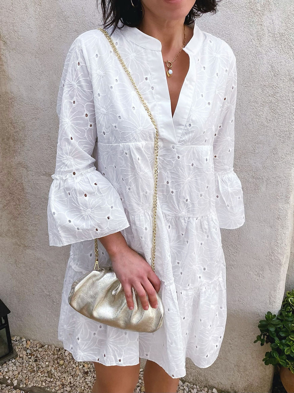 Miniature : robe blanche en coton doublée chic