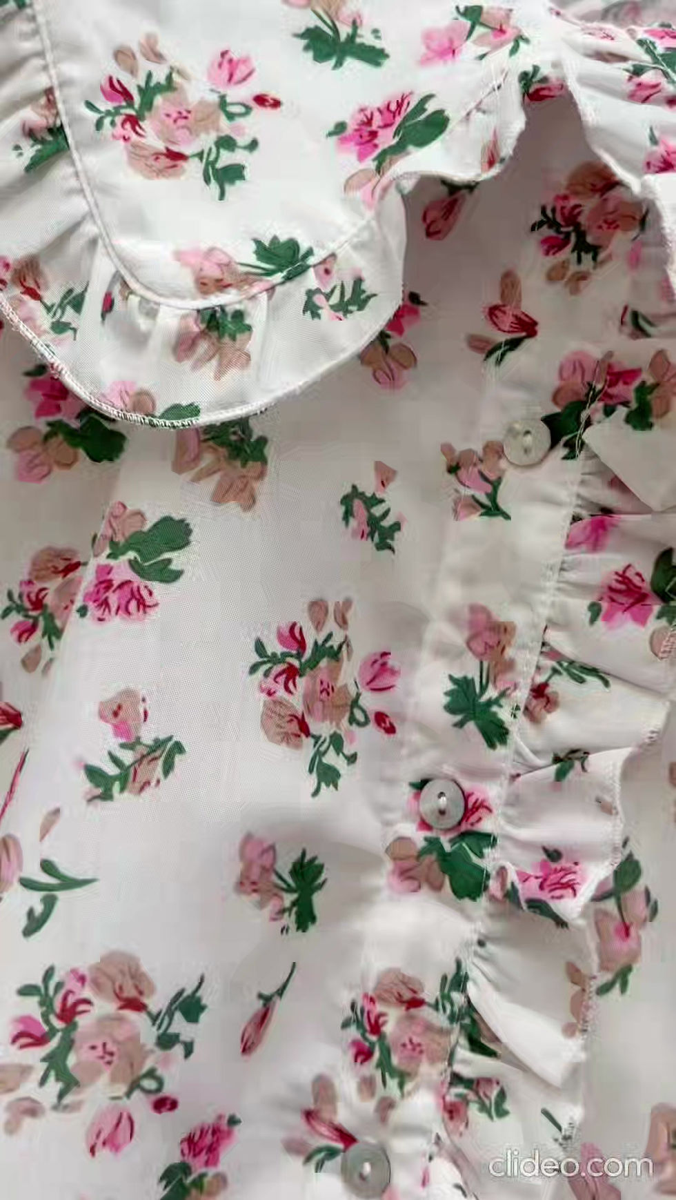 Miniature : Chemise à fleurs rose et col claudine