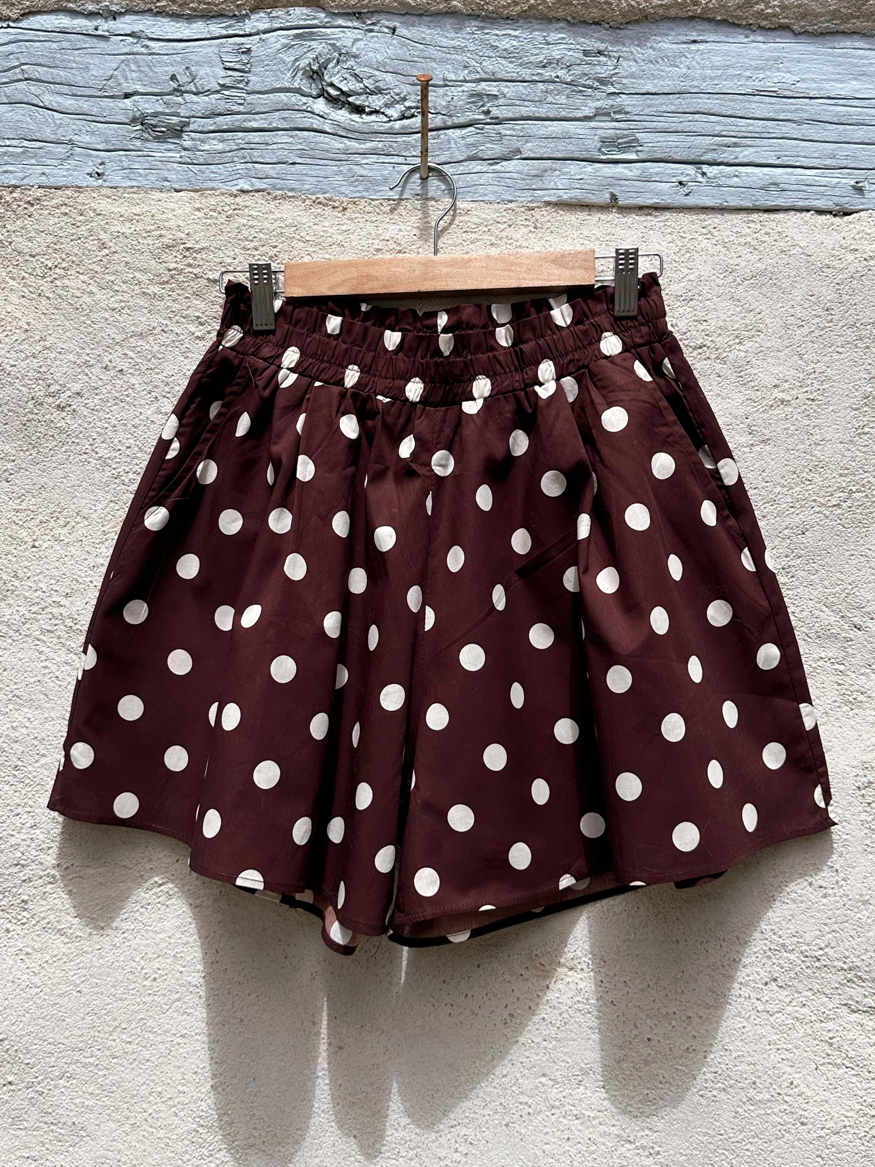 Short chocolat à pois - PEDRO