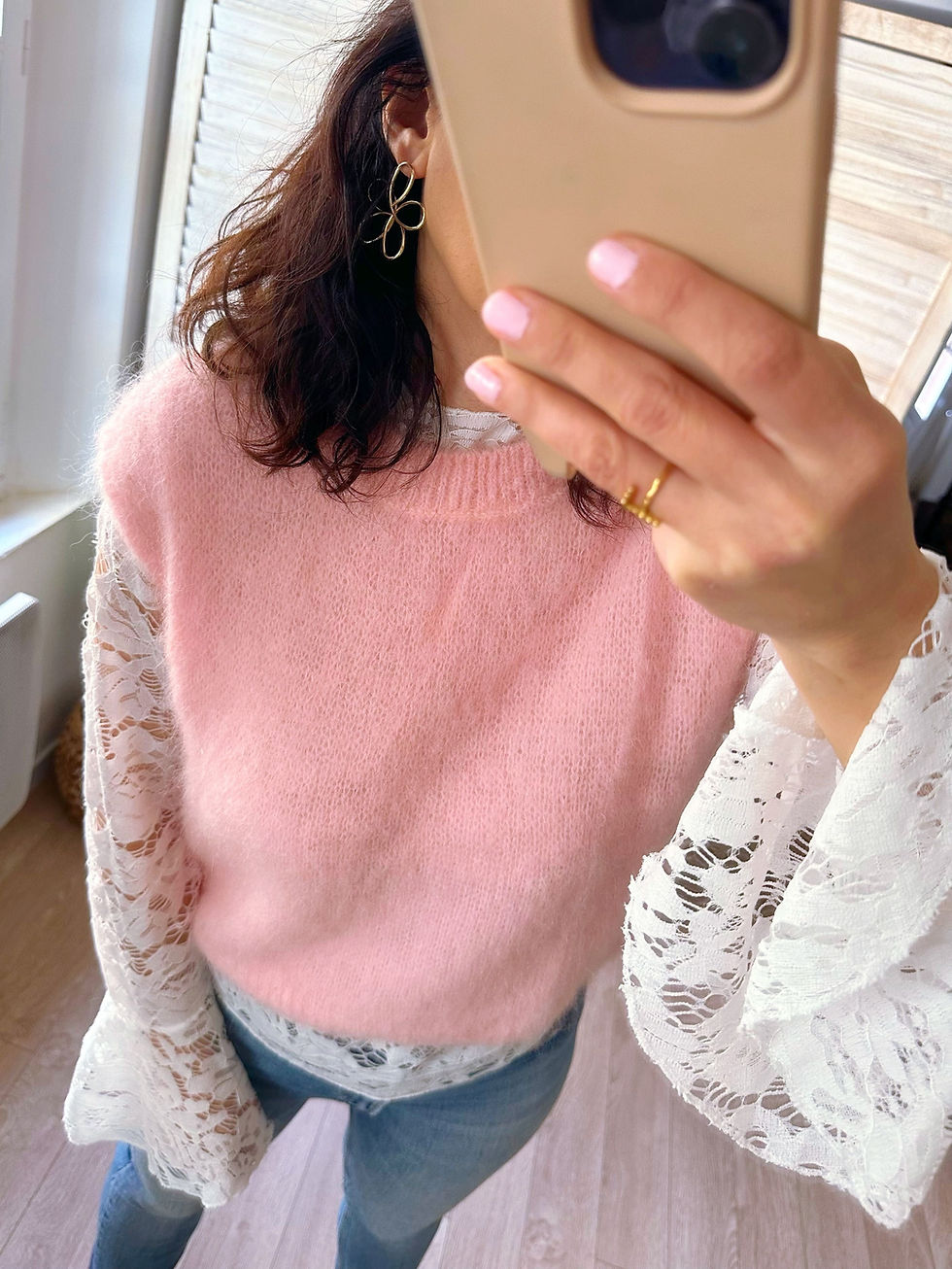 Miniature : pull sans manches rose tendance pour superposition