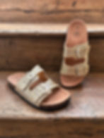 mules dorées femme confortables semelle ergonomique liège
