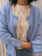 Gilet bleu en laine douce tendance automne hiver