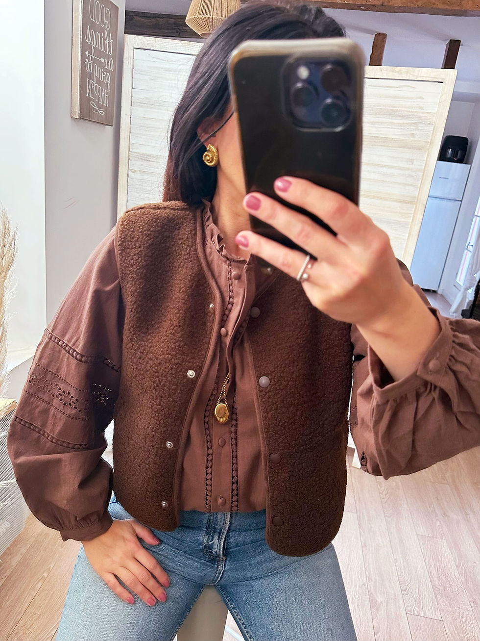 Miniature : blouse et veste sans manches chocolat femme