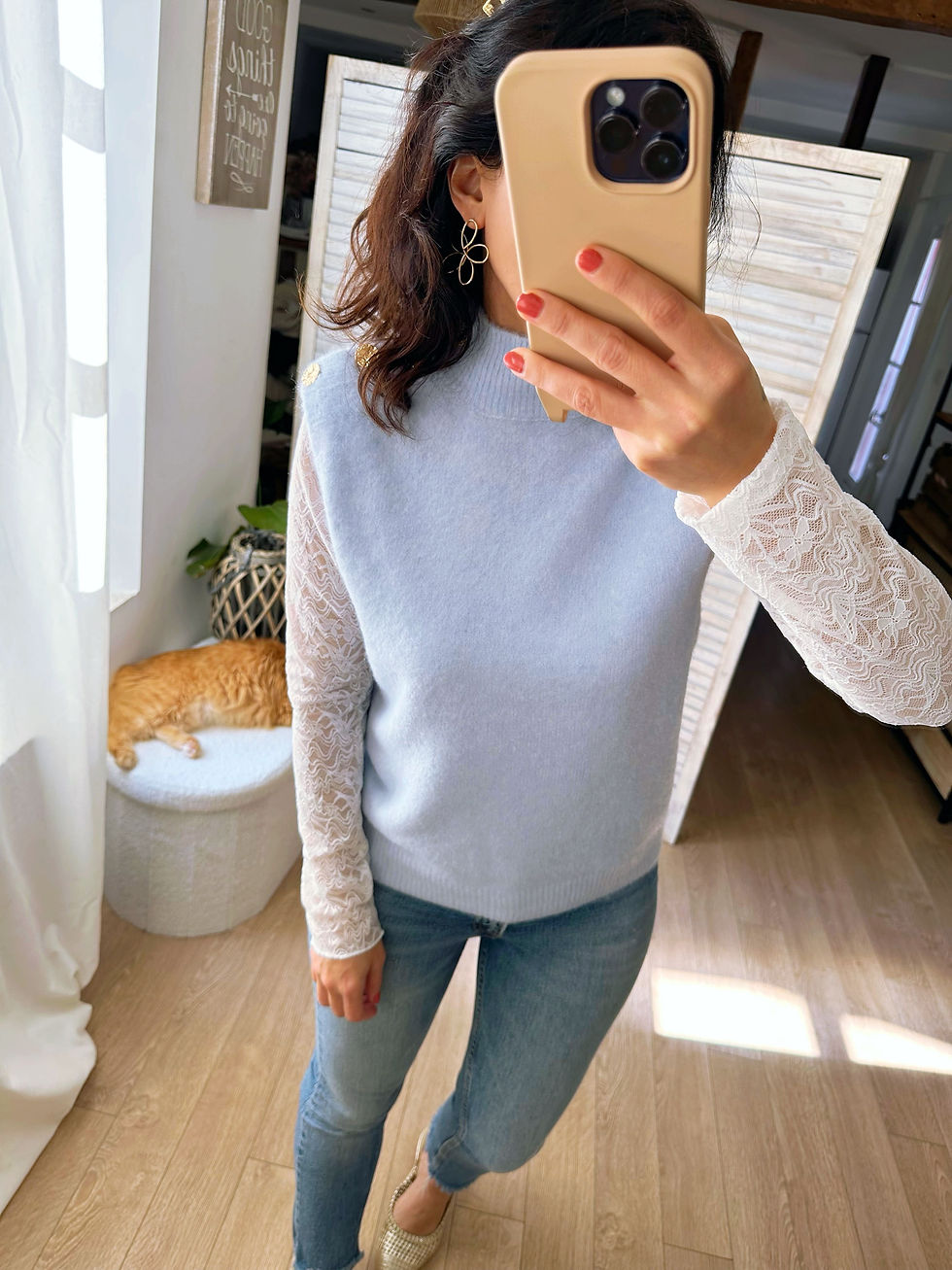 Miniature : Pull laine bleu clair femme tendance hiver