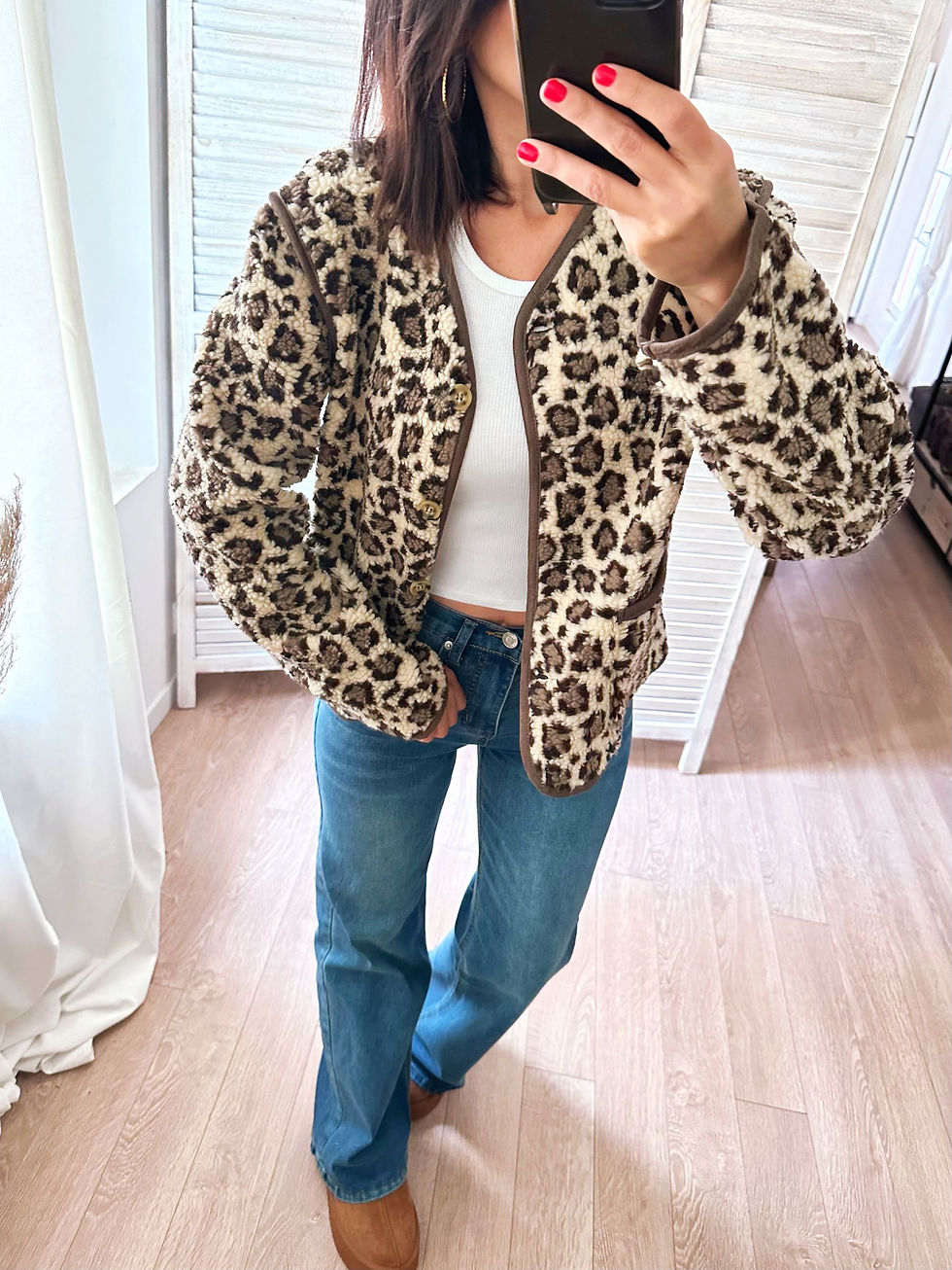 Miniatura: veste léopard à poches style casual chic
