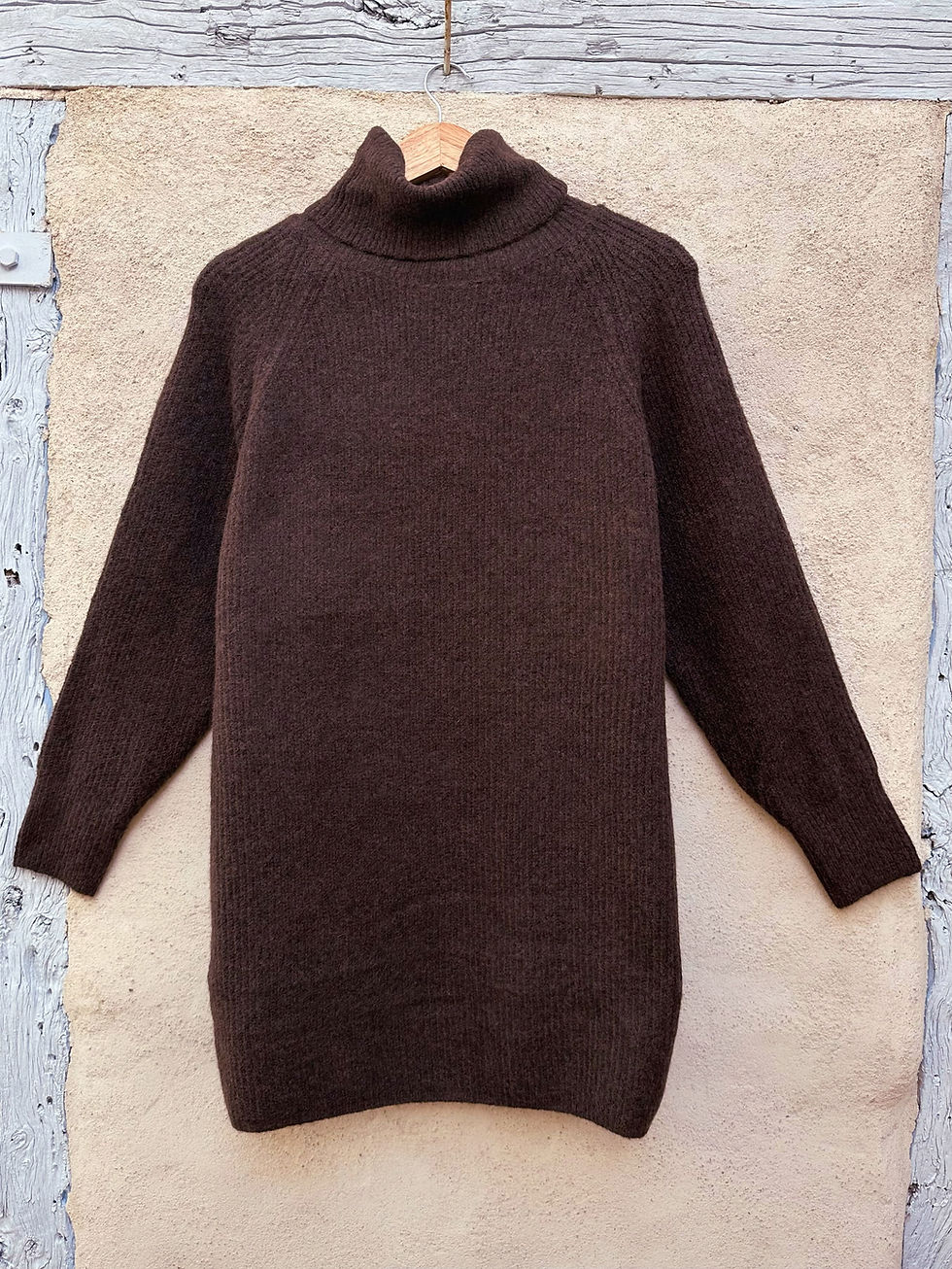 robe pull col roulé chocolat femme