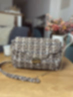 Sac en coton beige à carreaux