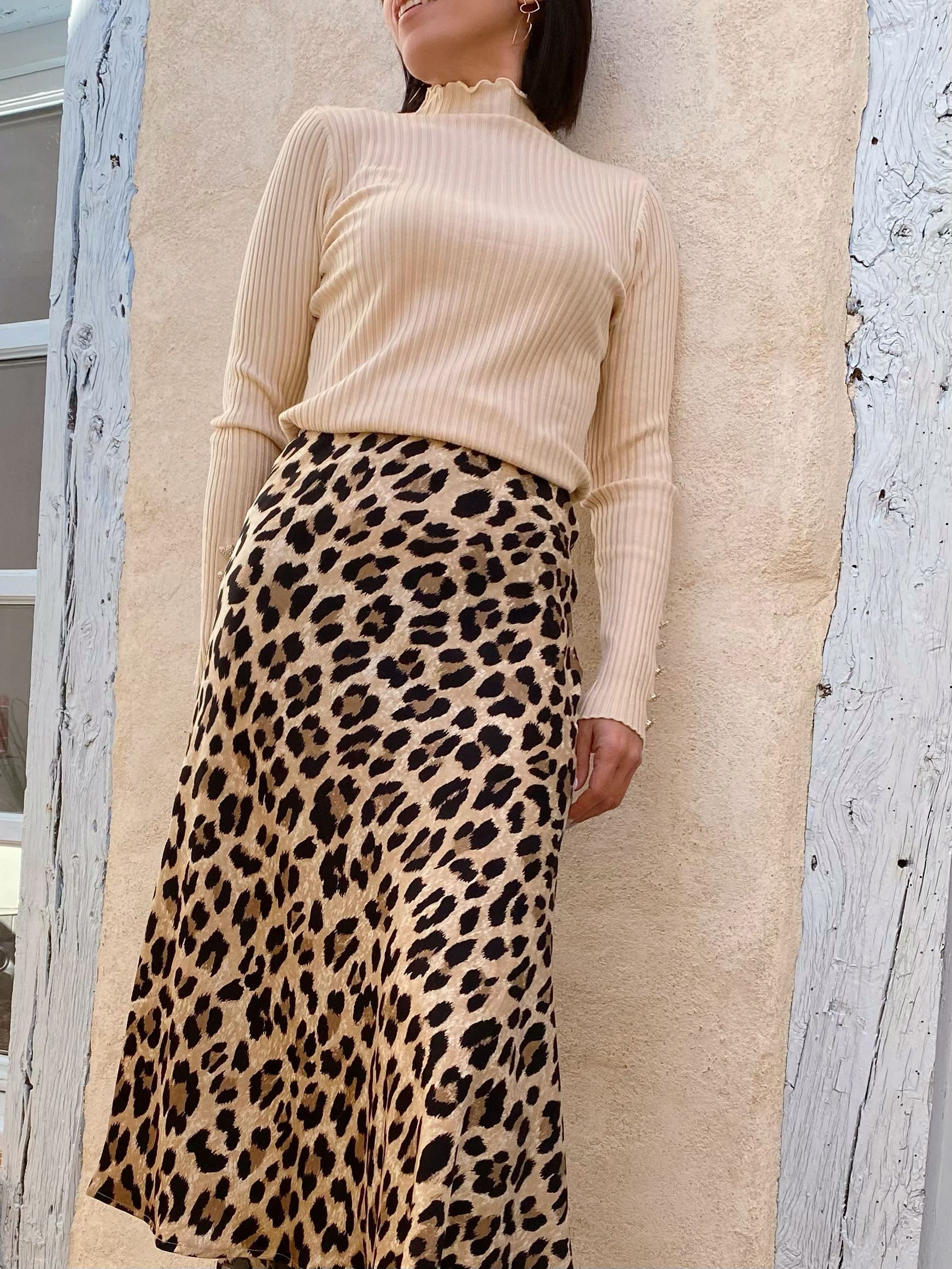 Jupe longue à imprimé léopard