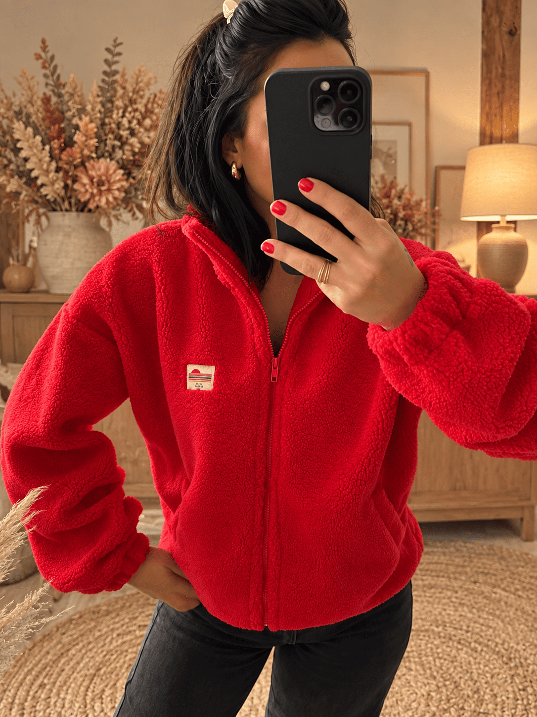 Veste polaire rouge lumineuse zippée Maryame