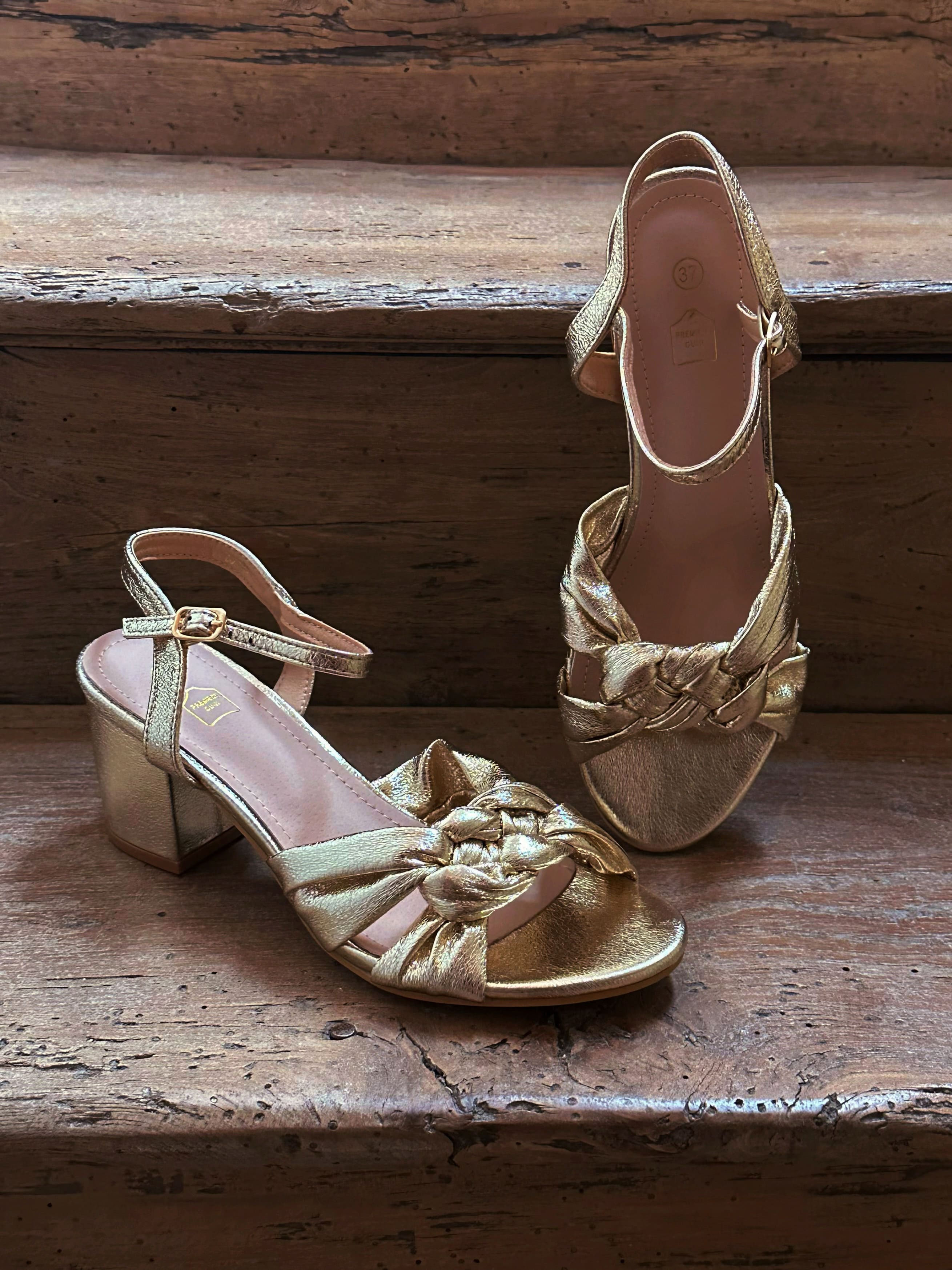 Sandales tressées dorées - EMILIA