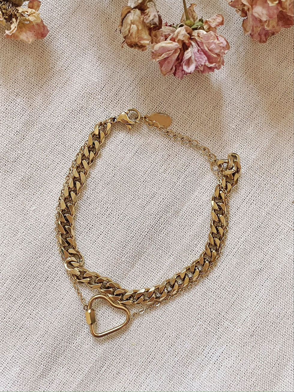 Miniatura: Bracelet à maillons dorés avec coeur