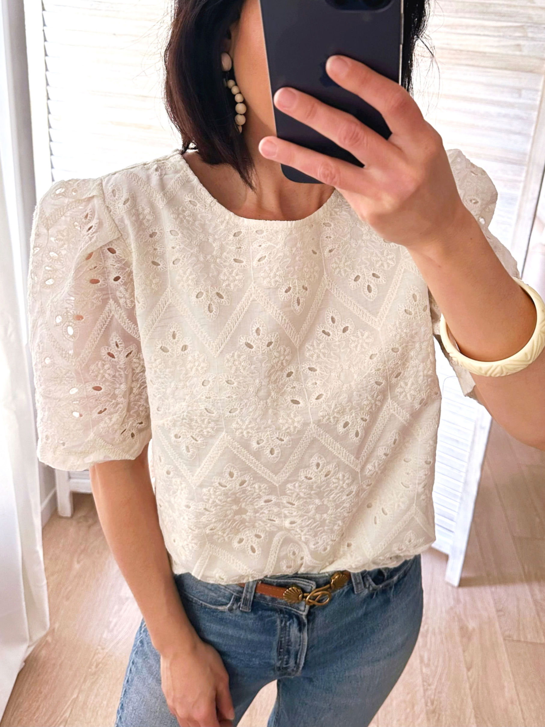 Blouse beige brodée - LUZ