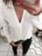 Chemise blanche à pois dorés femme