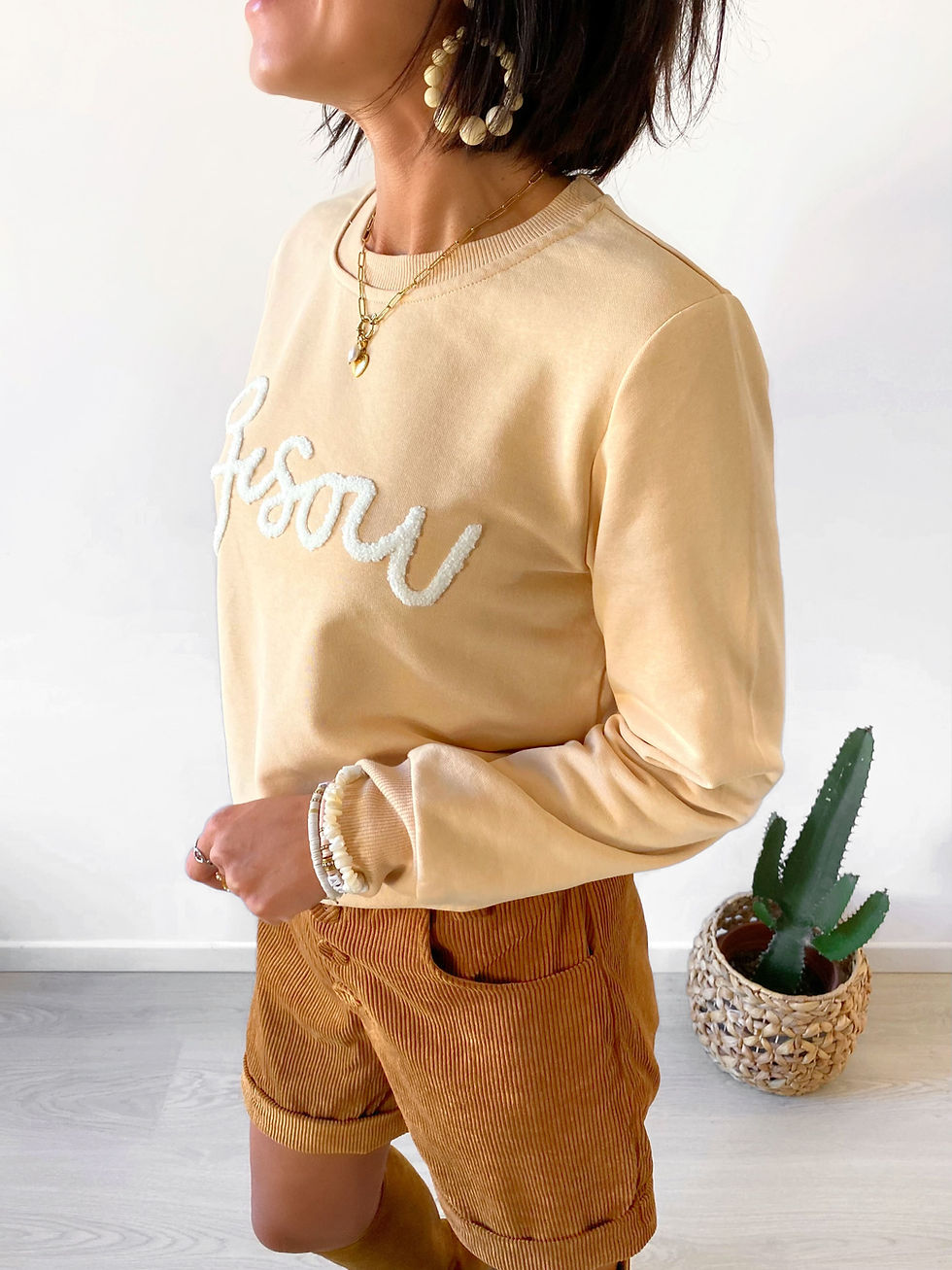 Miniature : sweat femme col rond inscription bisou tendance
