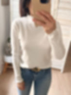Pull fin blanc femme col montant élégant