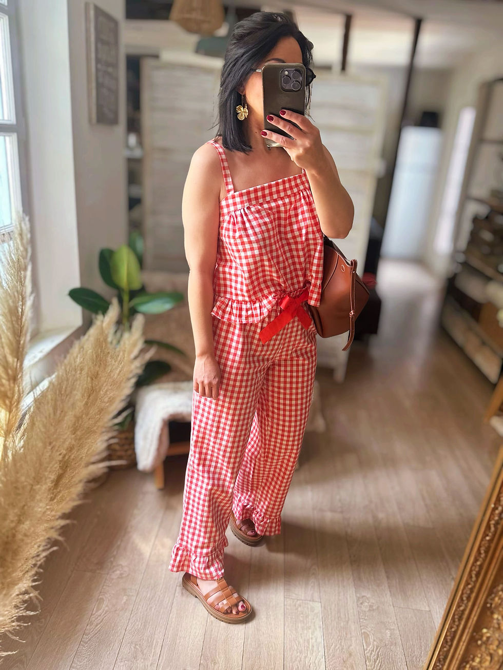 Miniature : Pantalon à carreaux vichy rouge - ERIC