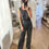 Miniature : Pantalon large noir brillant