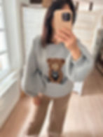 Sweat molletonné gris femme motif ourson