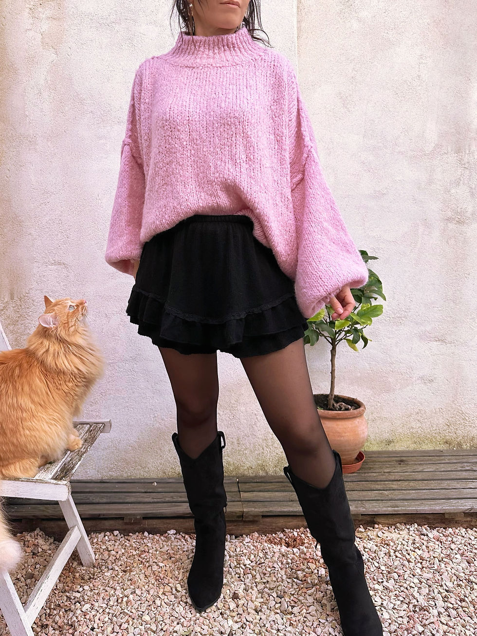 Thumbnail: Pull oversize en kid mohair rose pas cher