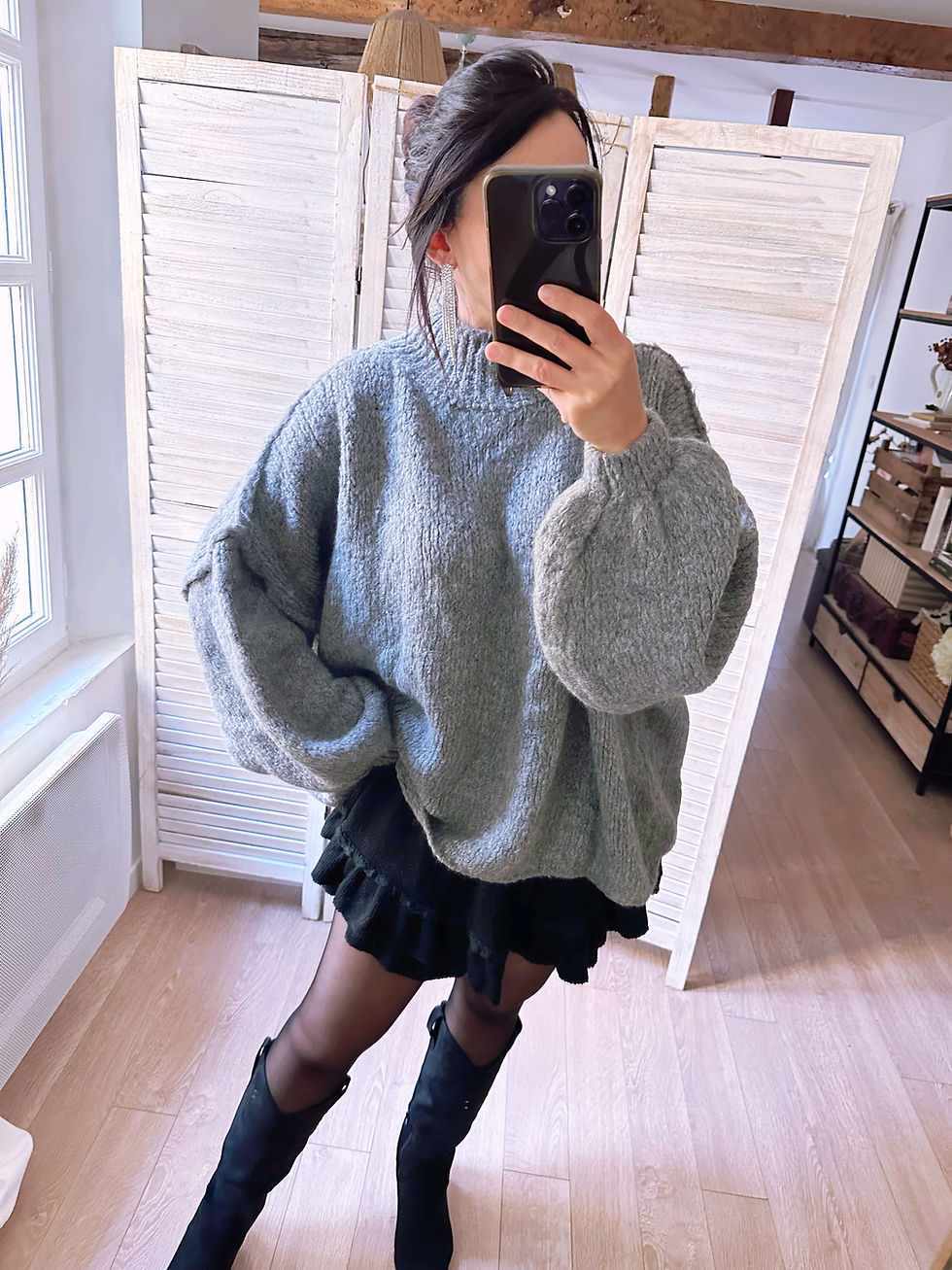 Miniatura: Pull chaud et léger en kid mohair gris