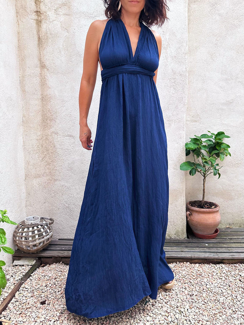 Miniatura: robe longue fluide bleu marine été
