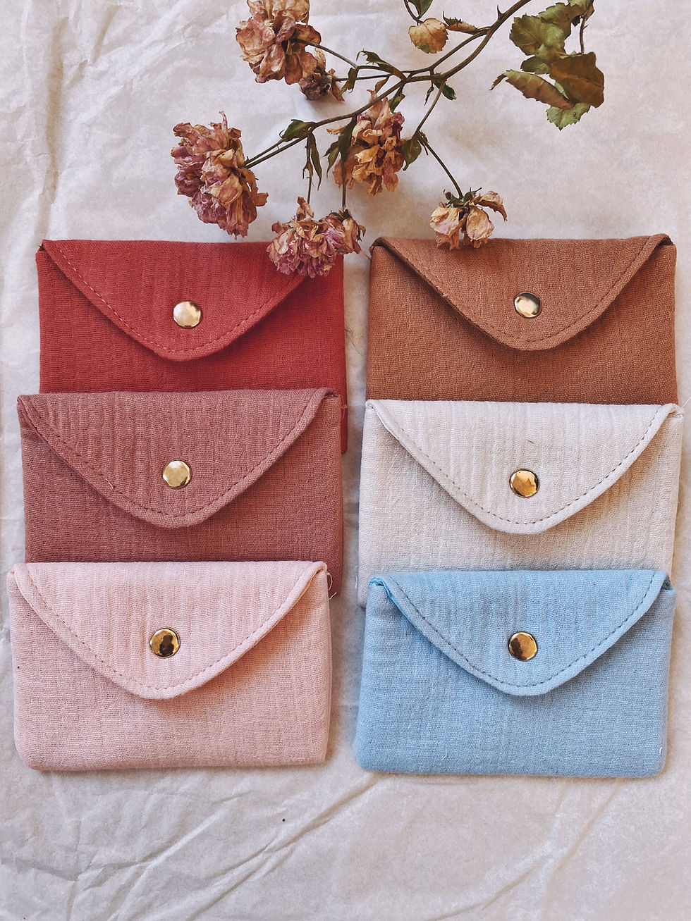 Miniatura: Mini pochette en gaze de coton bleue