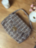 Sac en coton tweed beige à carreaux