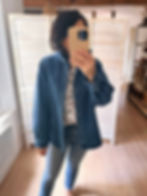 chemise en jean femme col volanté