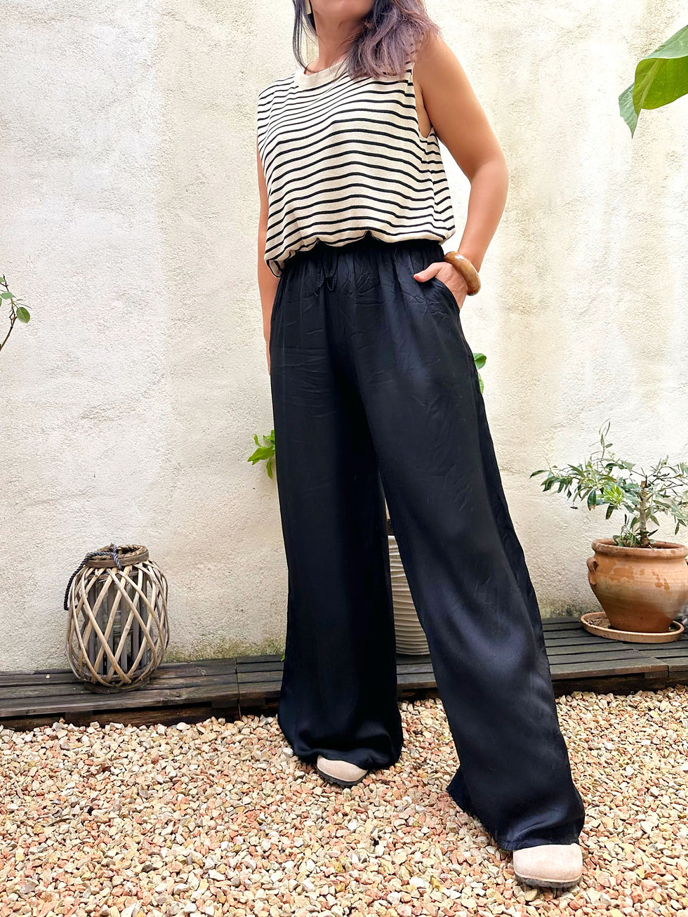 pantalon soie femme noir