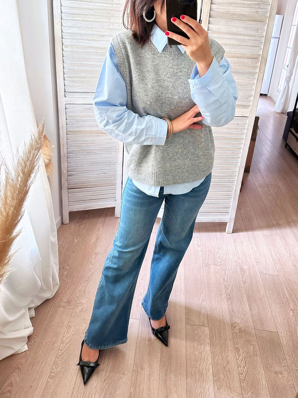 Pull gris sans manches laine chic et moderne