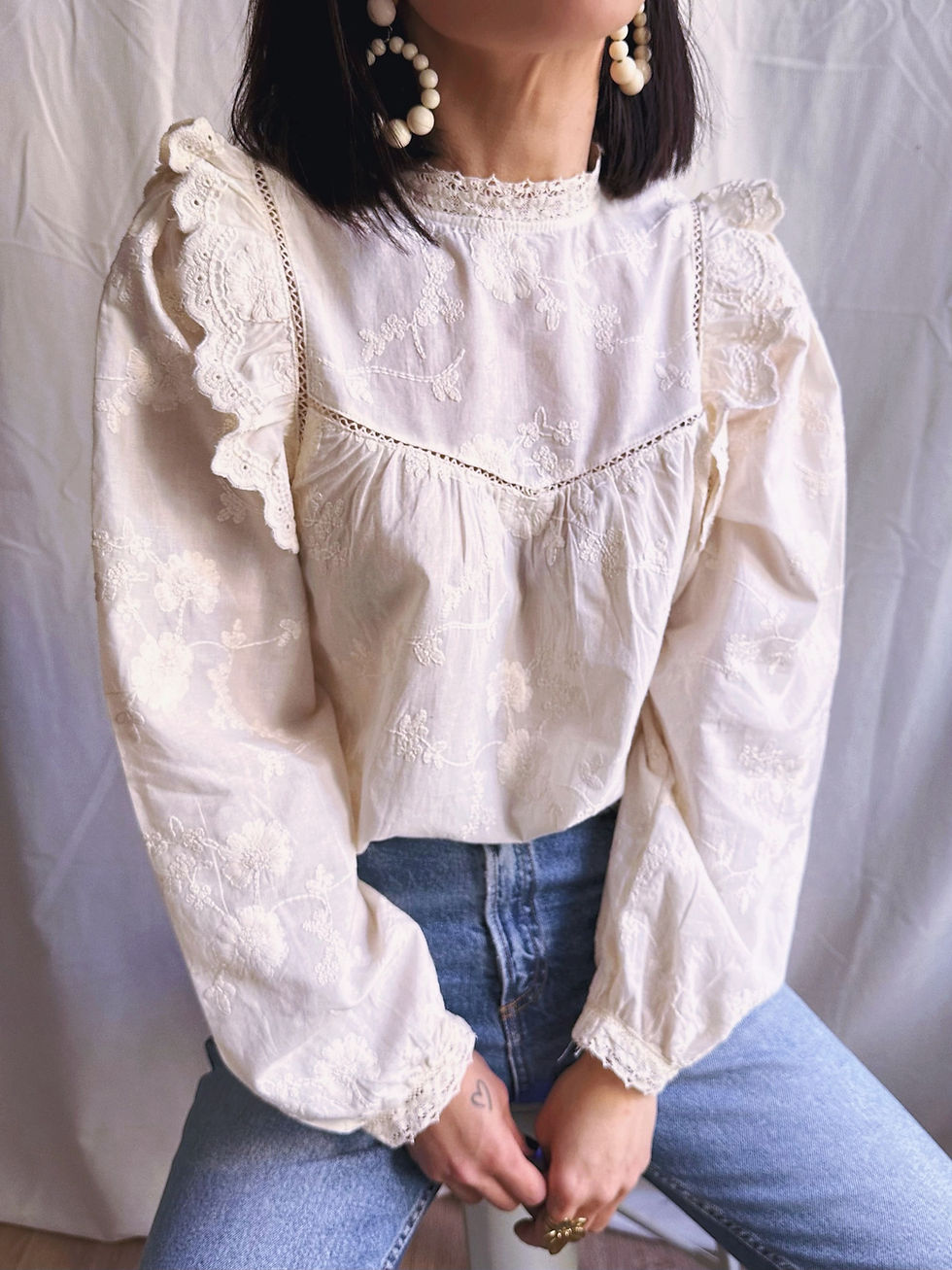 Miniatura: blouse broderie blanche femme
