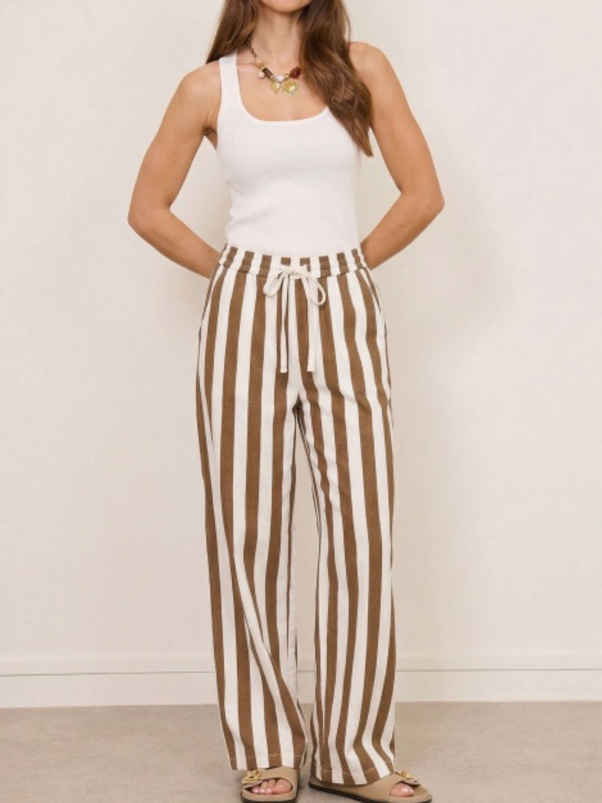 Pantalon à rayures marron - CYLLIAN