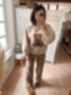 Sweat molletonné beige femme motif ourson