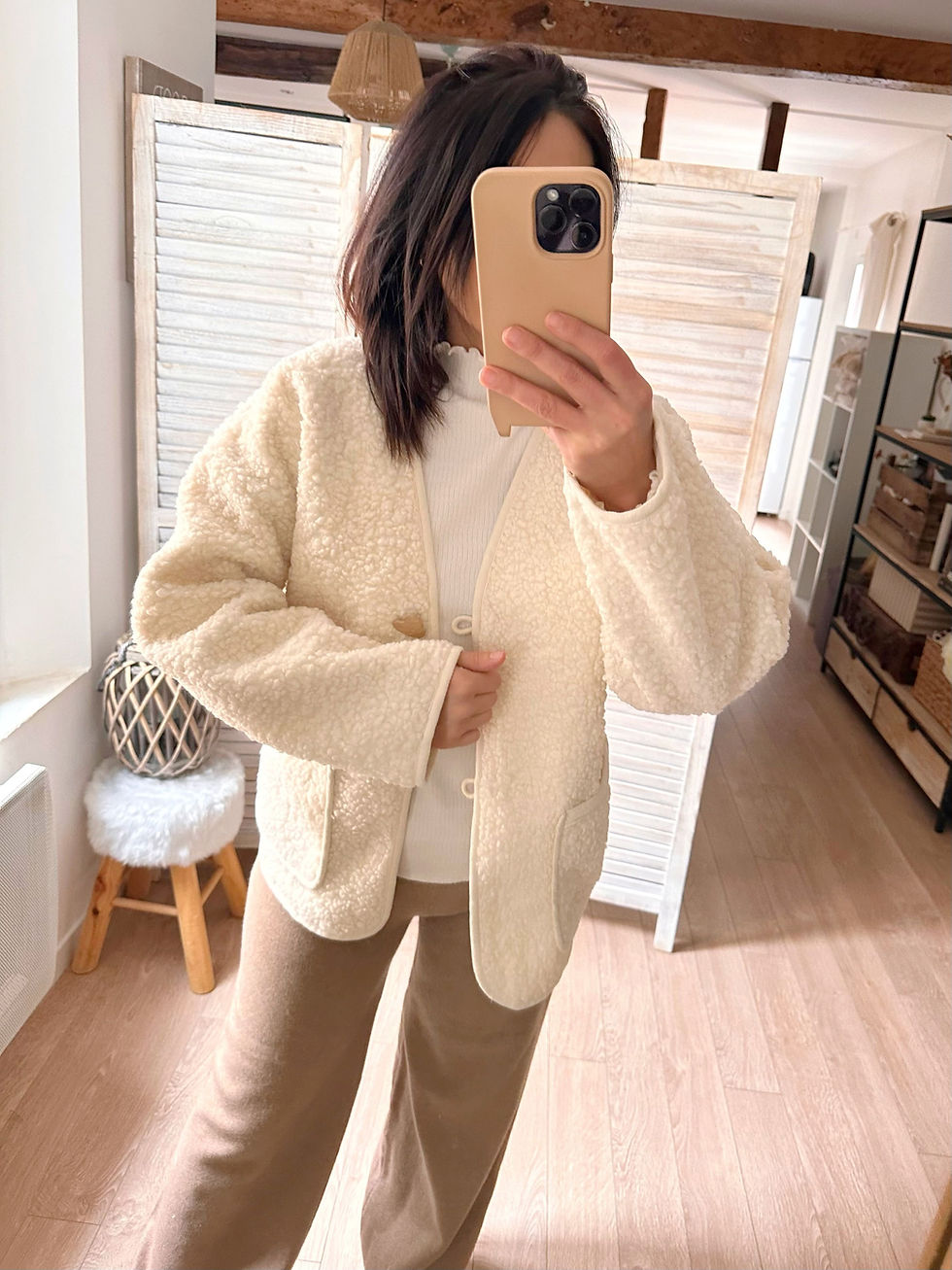 Miniature : veste sherpa écrue col V féminin