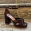 Miniature : Chaussures femme talons bloc chocolat avec bride cheville tendance