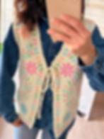 gilet sans manches en laine brodé bohème