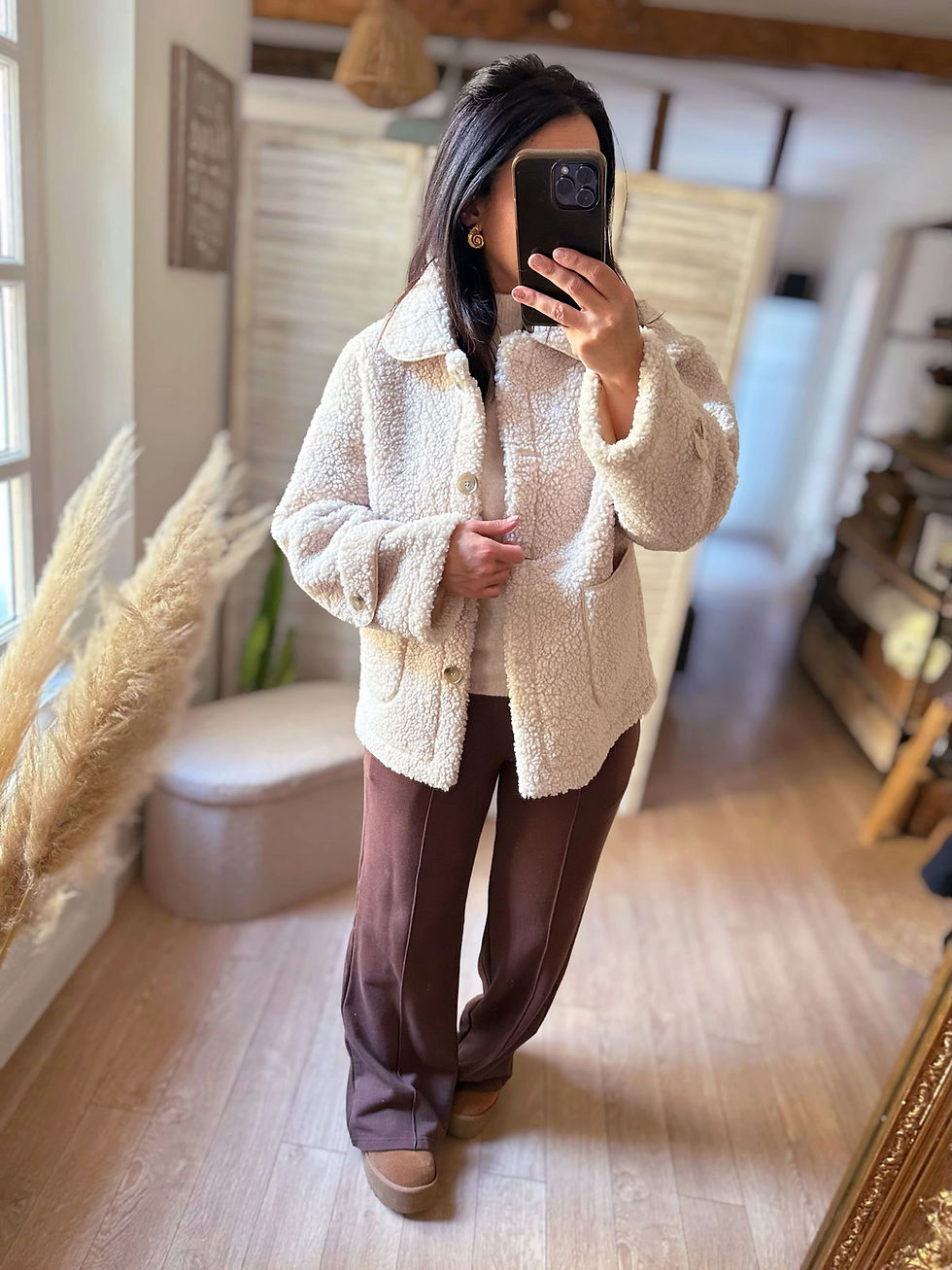 Thumbnail: Manteau effet mouton beige - JOSHUA