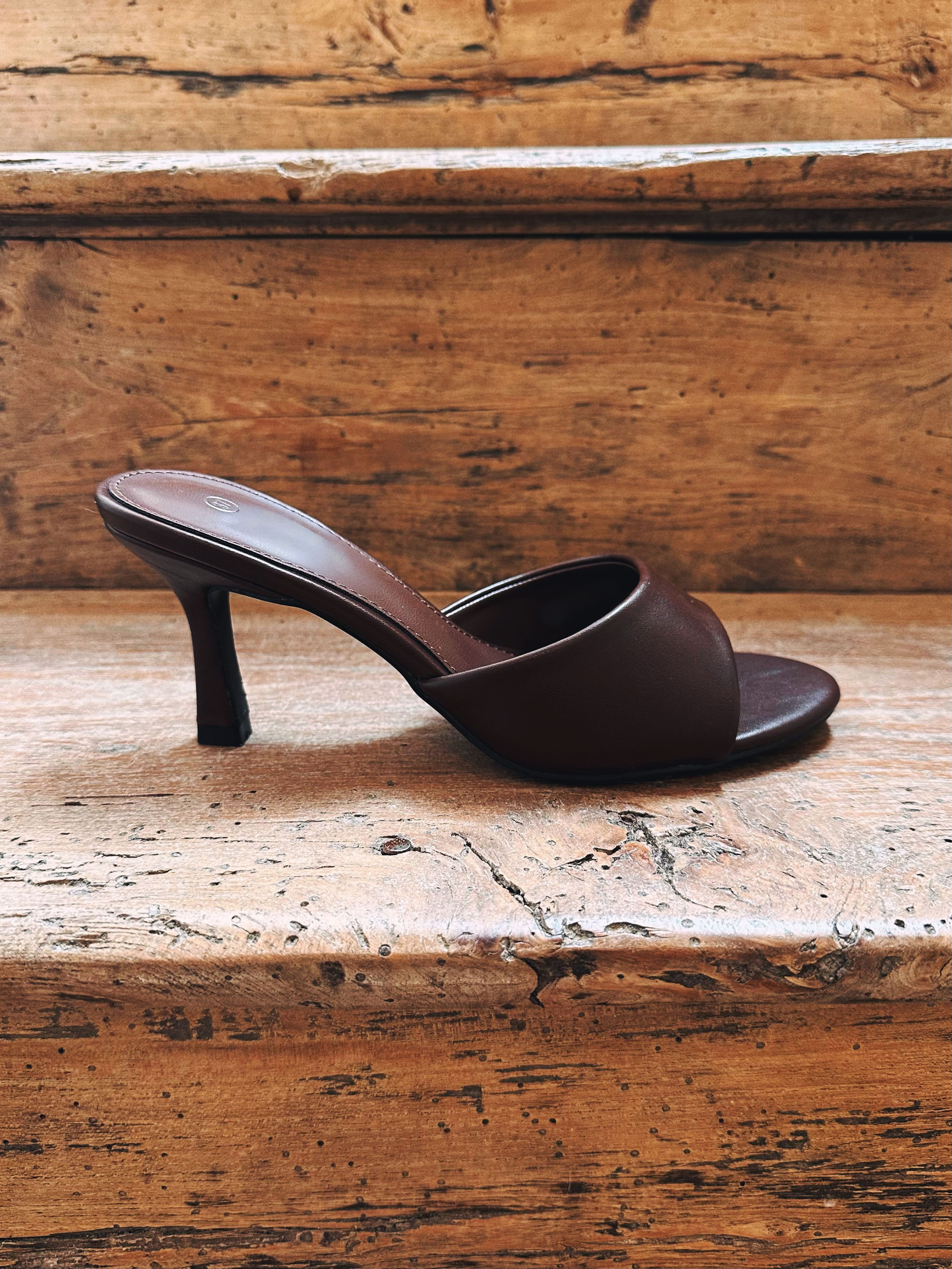 Mules à talons chocolat - DIANE