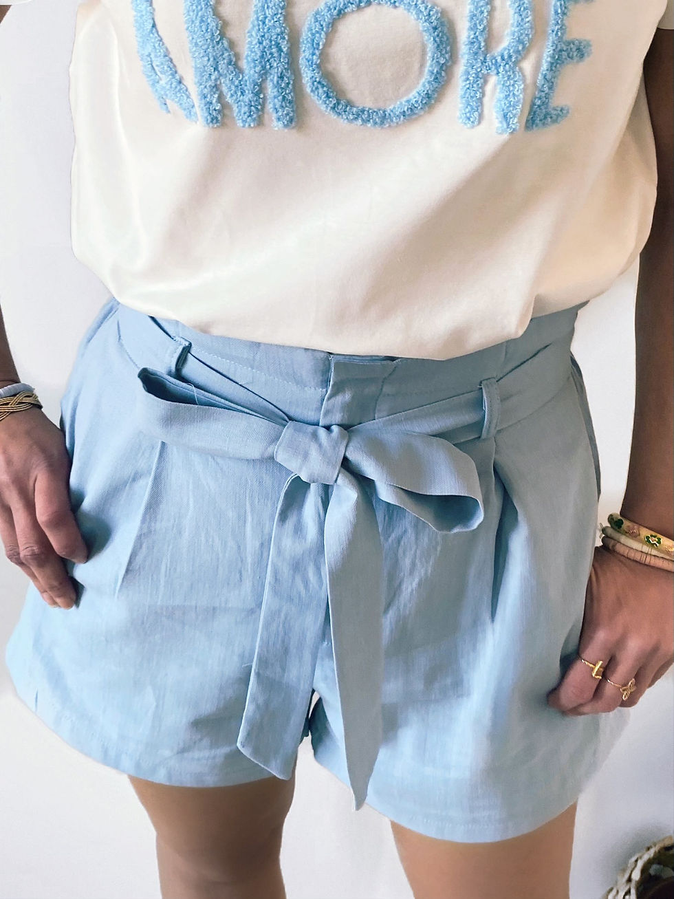 Miniatura: Short en coton bleu femme