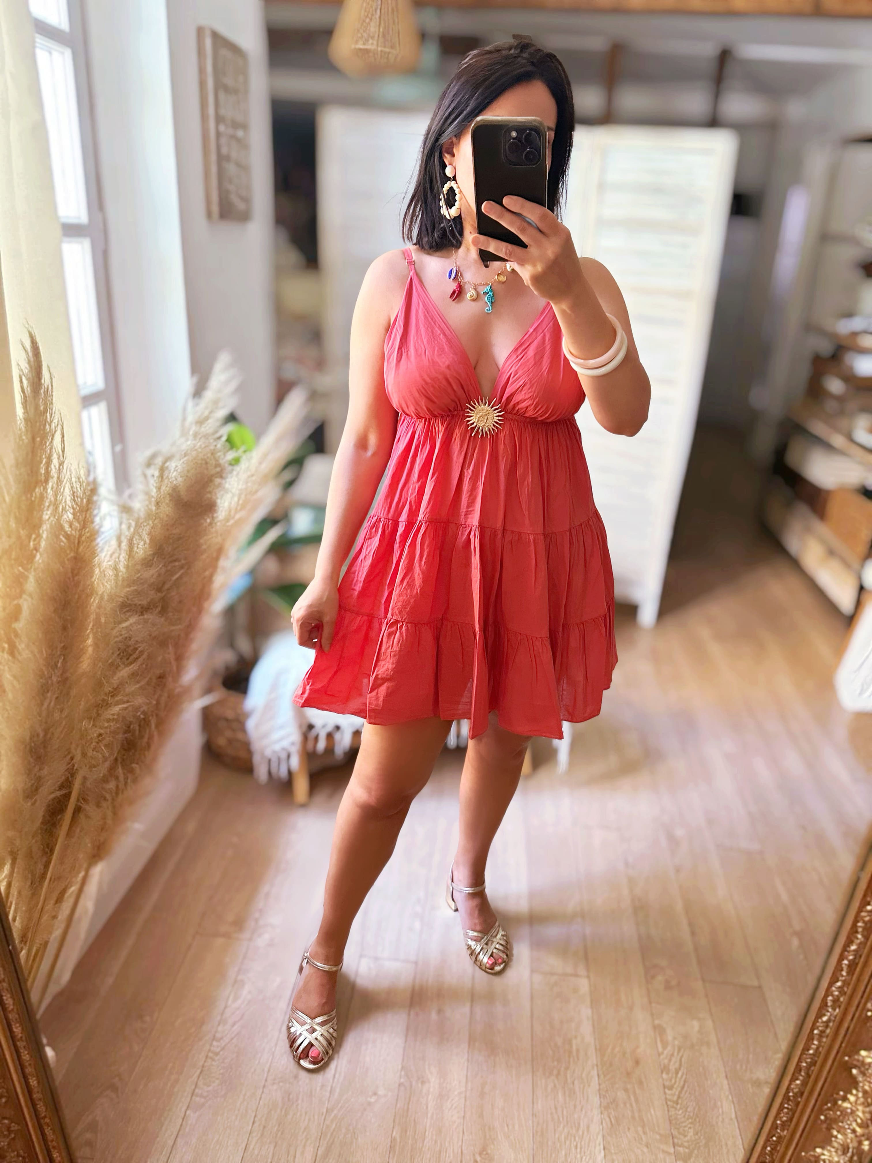 Robe courte soleil terracotta - CELESTINE 🇮🇹