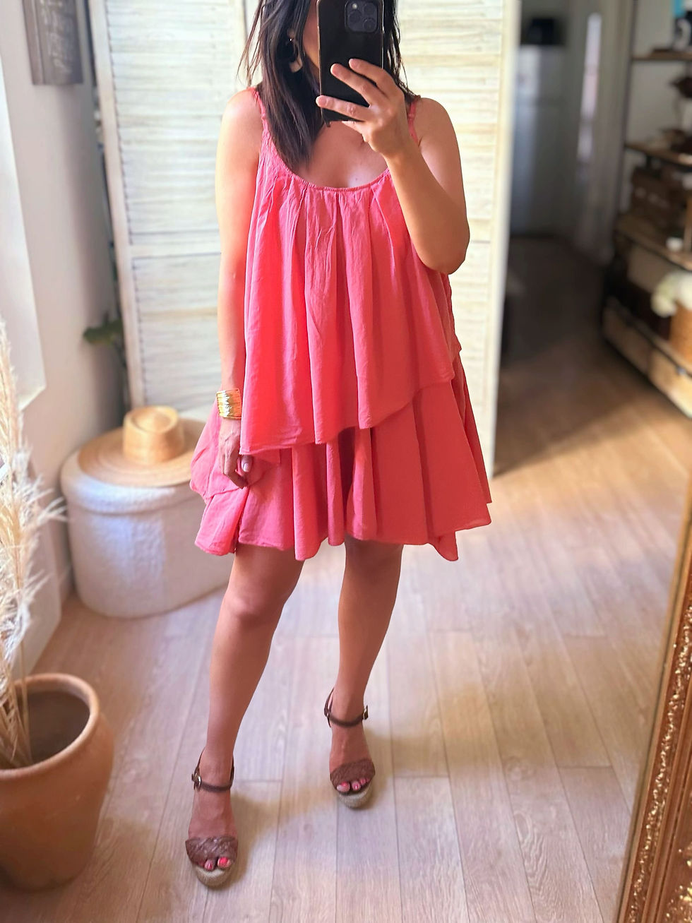 Thumbnail: Robe terracotta coton confortable et féminine été