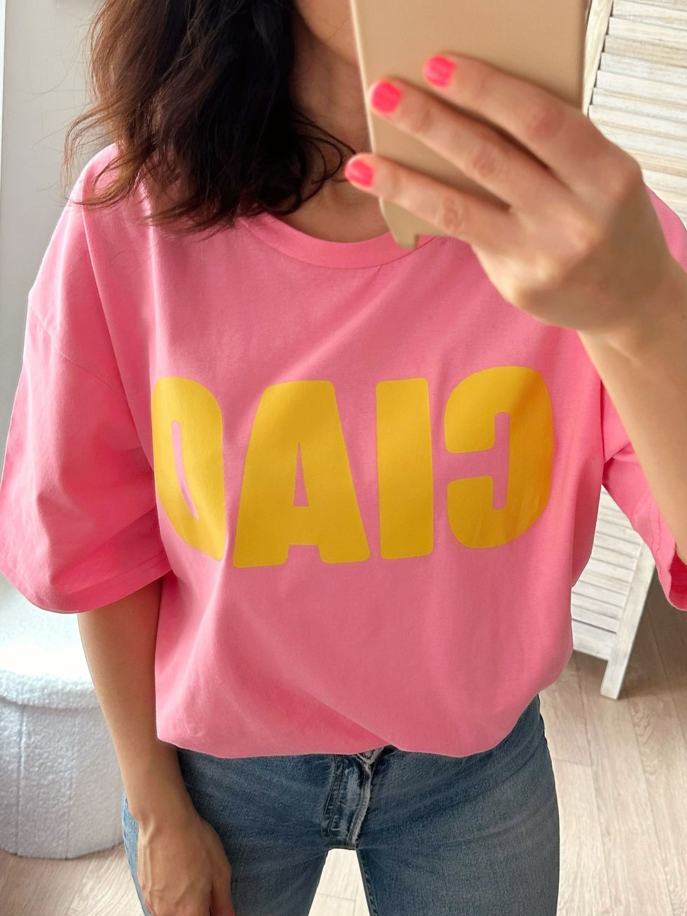 Miniatura: T-shirt oversize casual chic rose CIAO