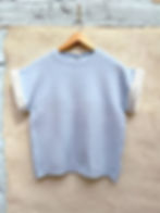 Pull tendance bleu pastel détail dentelle