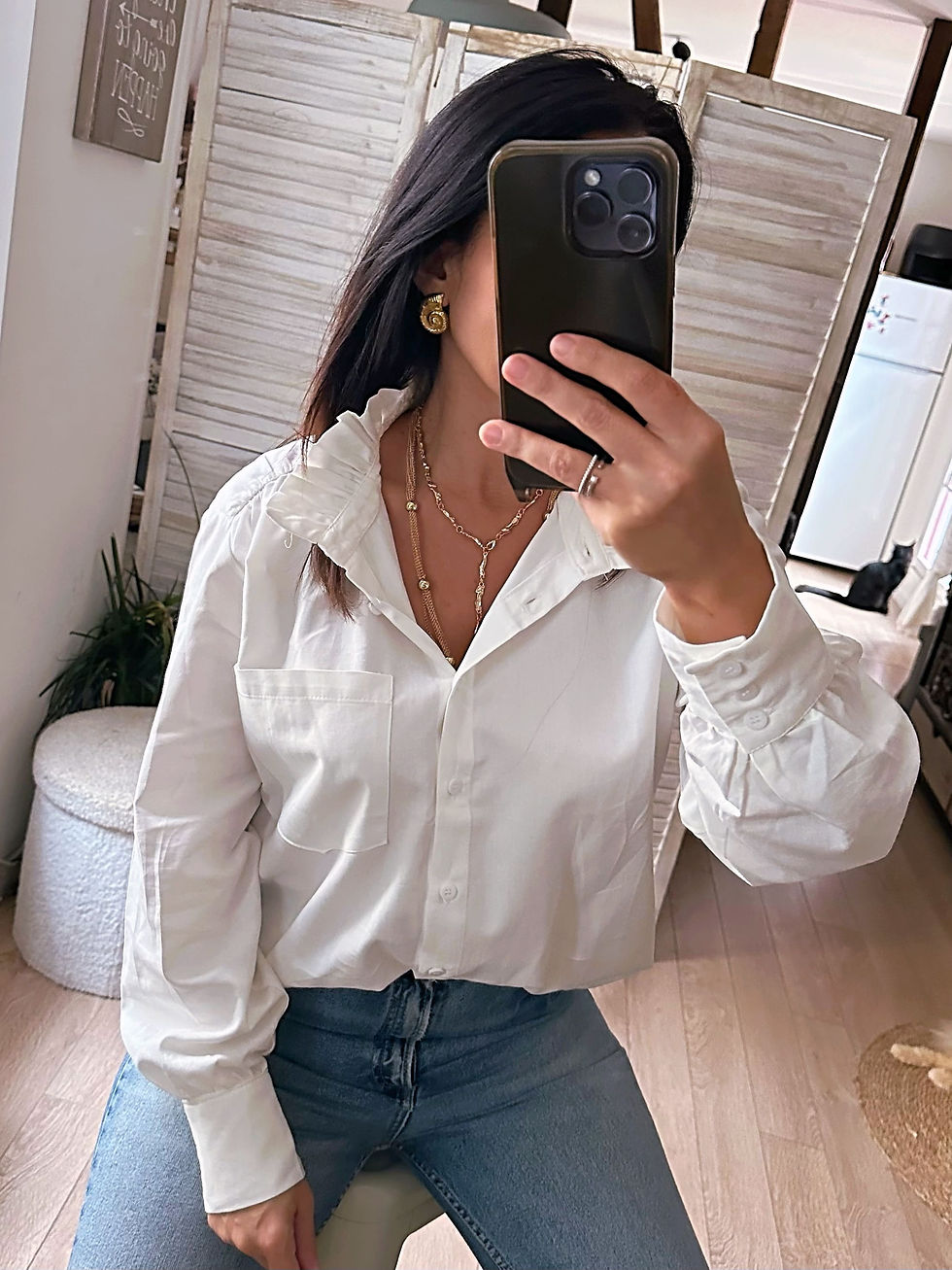 Miniature : Chemise blanc cassé à col montant - ELINA