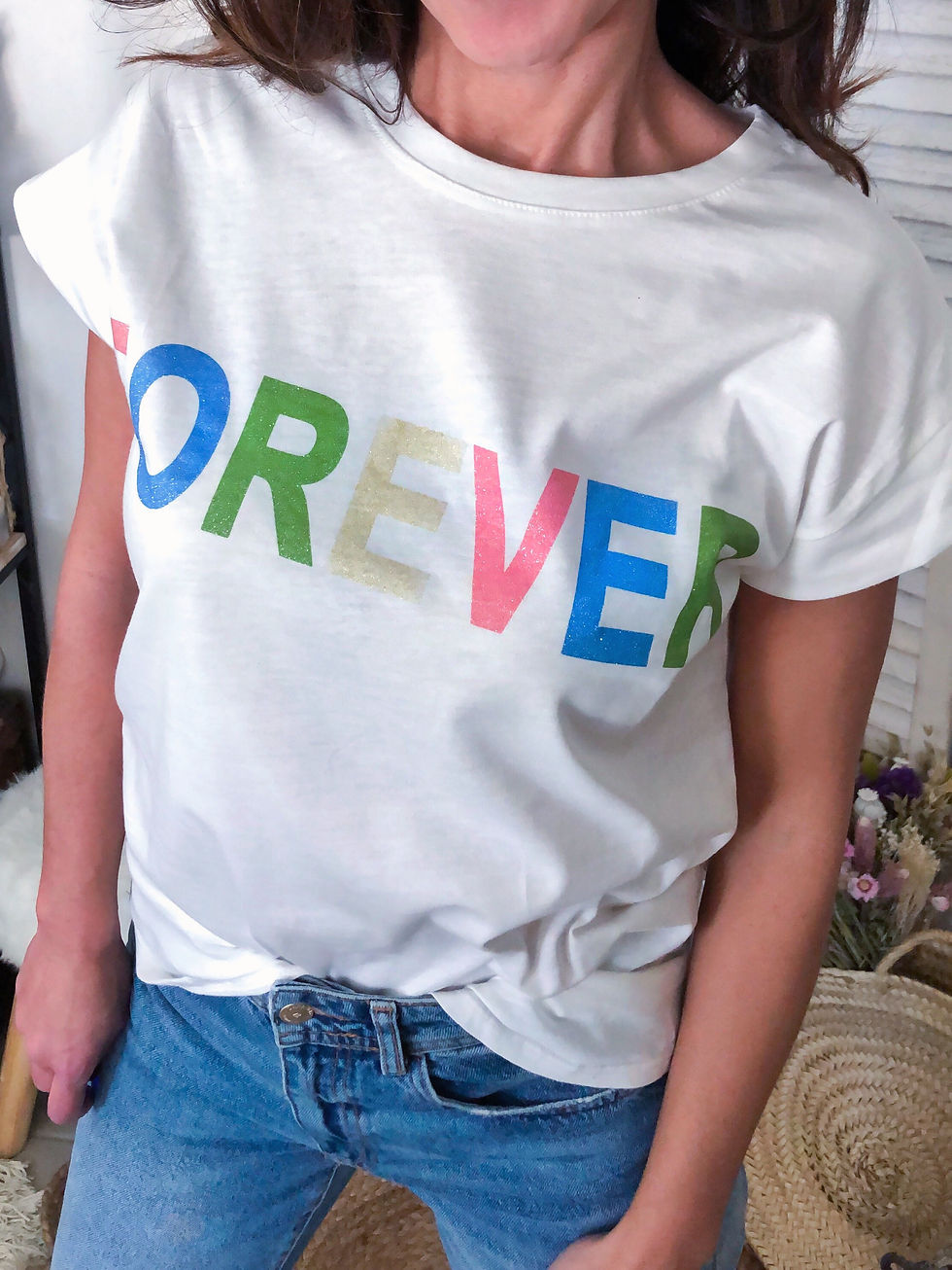 T-shirt blanc à message forever