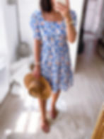 robe bleue fleurie en coton été
