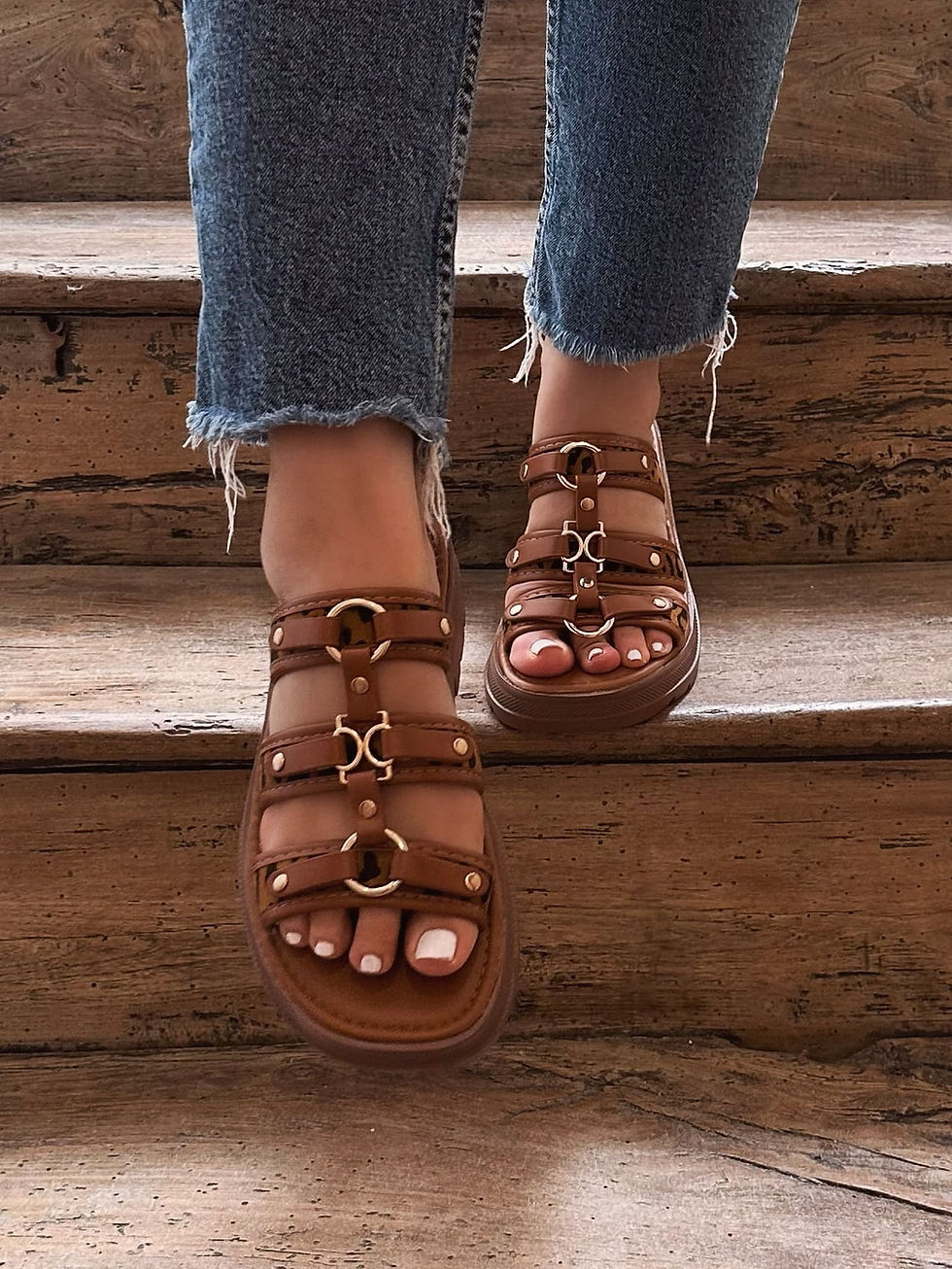 Thumbnail: sandales marron femme originales imprimé animalier