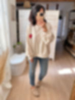 Sweat beige oversize en coton fabriqué en Italie