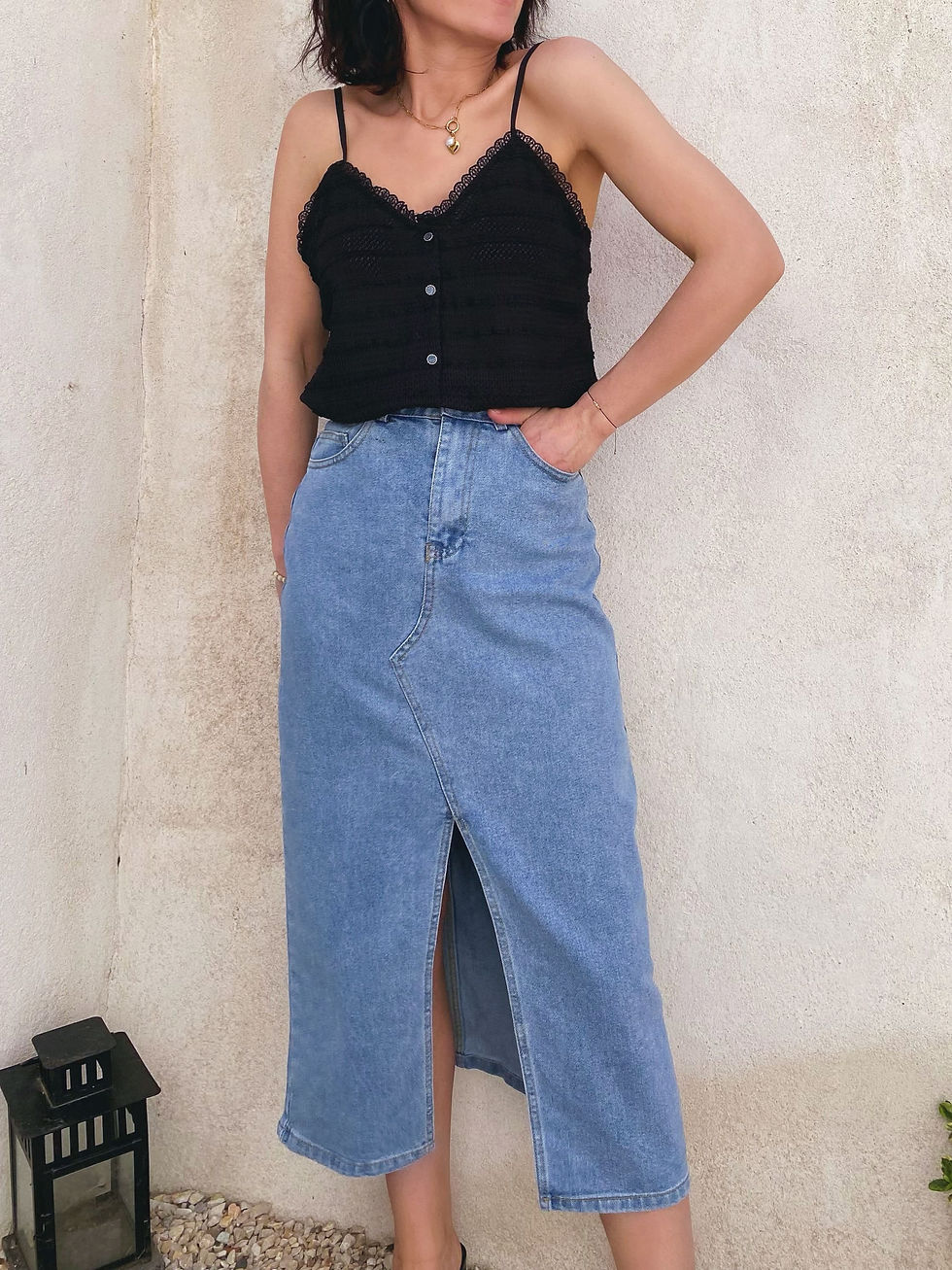 Thumbnail: Jupe longue en jean bleu